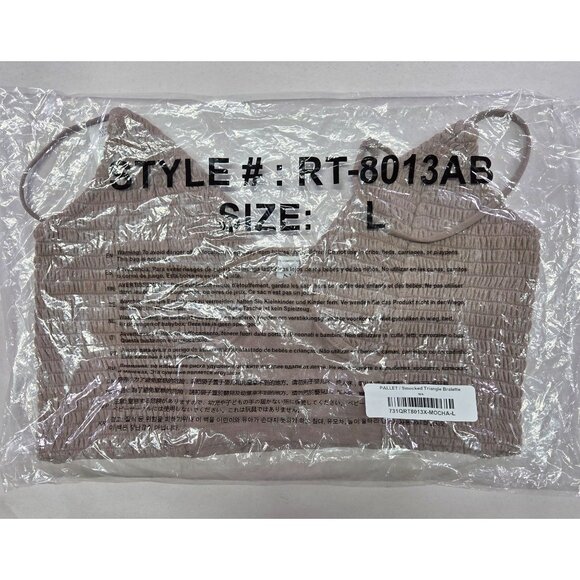 Zenana Smocked Bralette Top Spaghetti Straps Stretchy Mocha/Taupe Women L New - Picture 7 of 7